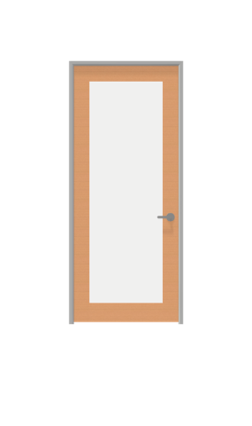 Illustration of full glass insert swing door from IMT