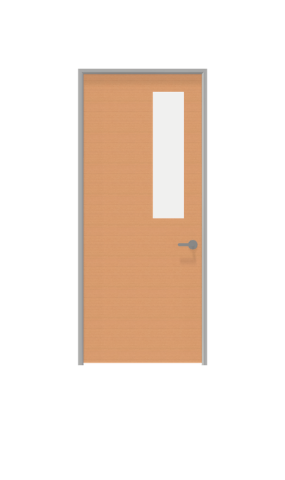 Illustration of glass insert view swing door from IMT