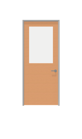 Illustration of half glass insert swing door from IMT